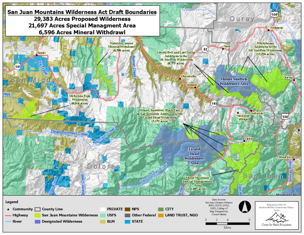 Overview Map San Juan Mountains Wilderness