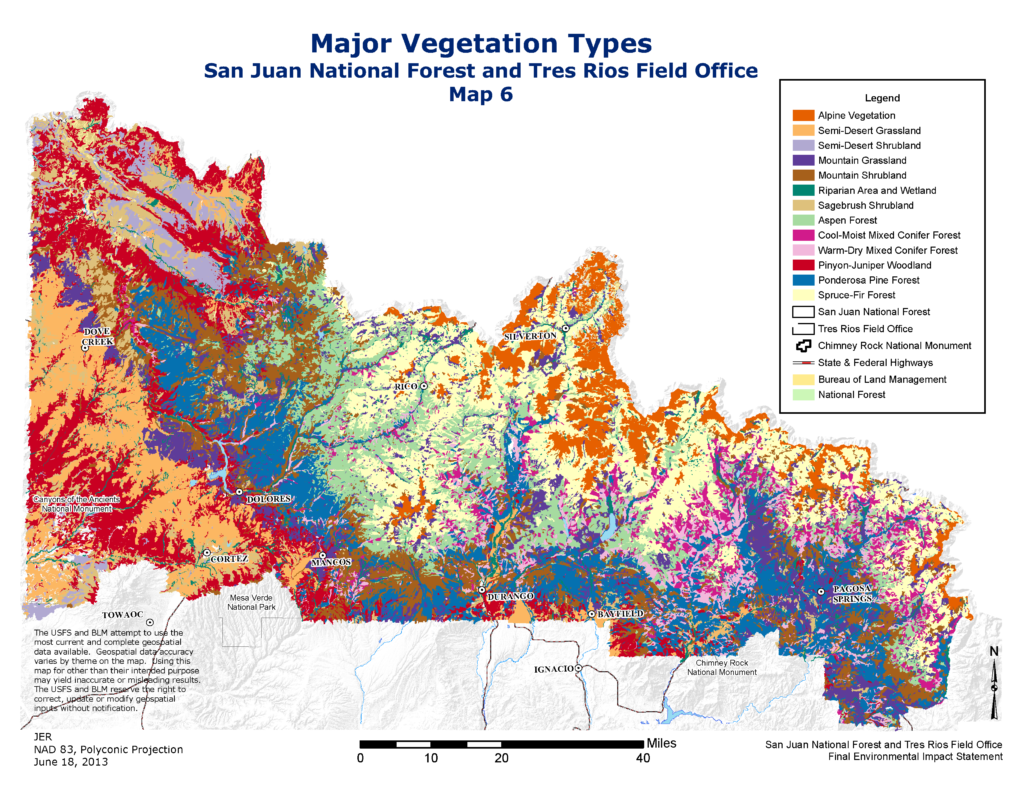 San Juan National Forest Vegetation Map